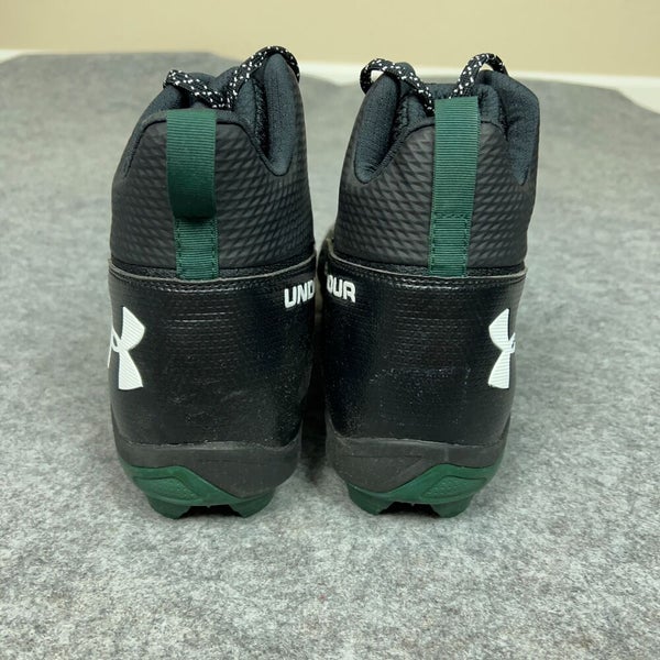 Under Armour Mens Football Cleat 14 Black Green Shoe Lacrosse Spine MC Top A4