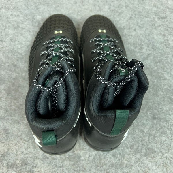 Under Armour Mens Football Cleat 14 Black Green Shoe Lacrosse Spine MC Top A4