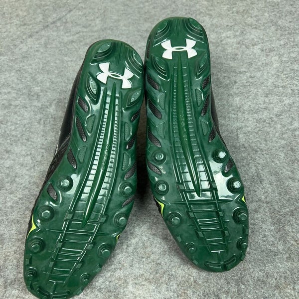 Under Armour Mens Football Cleat 14 Black Green Shoe Lacrosse Spine MC Top A4