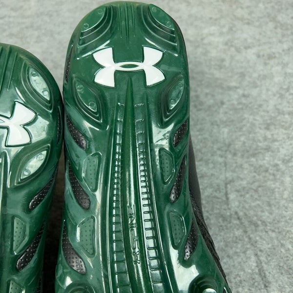 Under Armour Mens Football Cleat 14 Black Green Shoe Lacrosse Spine MC Top A4