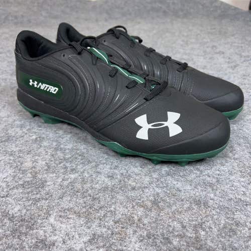 Under Armour Mens Football Cleat 13.5 Black Green Lacrosse Shoe Low Nitro Sport