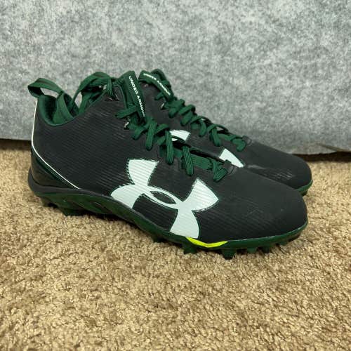 Under Armour Mens Football Cleat 13.5 Black Green Shoe Lacrosse Mid Top Spine A5