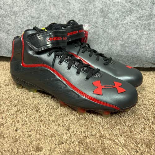 Under Armour Mens Football Cleat 13.5 Black Red Shoe Lacrosse Texas Tech Issued