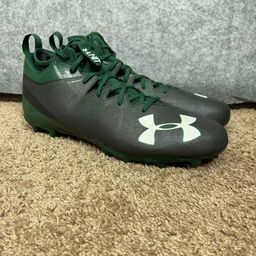 Under Armour Mens Football Cleat 16 Wide Black Green Lacrosse Shoe Mid Nitro
