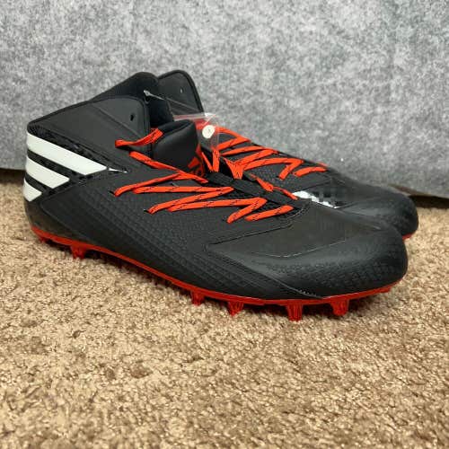 Adidas Mens Football Cleats 16 Black White Orange Shoe Lacrosse Iron Skin Mid