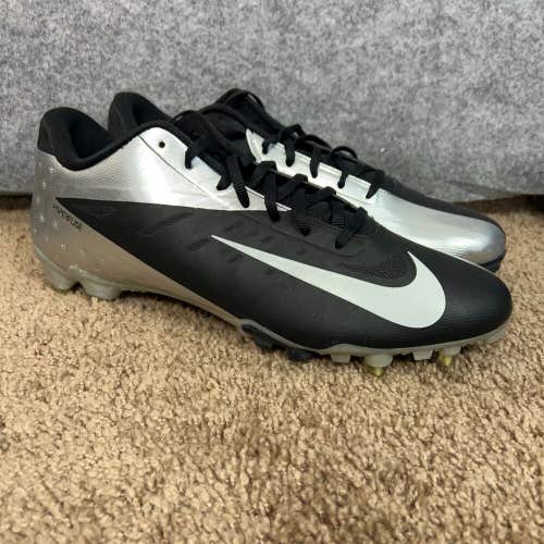 Nike Mens Football Cleats 14 Black Silver Shoe Lacrosse Vapor Elite Hyperfuse