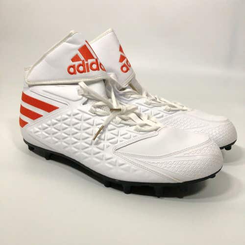 Adidas Mens Football Cleats 16 White Orange High Shoe Lacrosse Miami Hurricanes