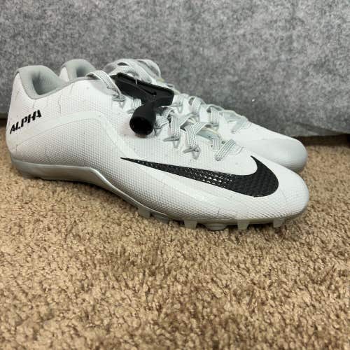 Nike Mens Football Cleats 14 White Gray Shoe Lacrosse Alpha Pro 2 TD Low Top A1