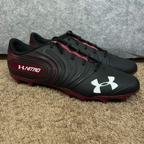 Under Armour Mens Football Cleat Size 15 Black Maroon Lacrosse Shoe Low Nitro
