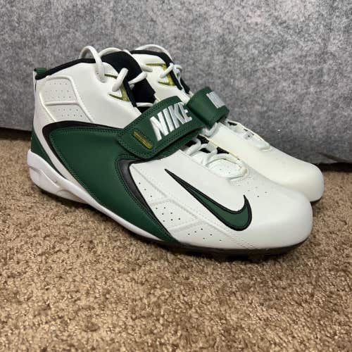 Nike Mens Football Cleats 15 White Green Shoe Lacrosse Air Zoom Mid Top Sports