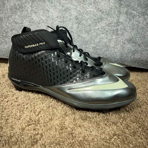 Nike Mens Football Cleat Size 16 Black White Shoe Lacrosse Lunar Superbad Pro