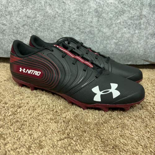 Under Armour Mens Football Cleat Size 15 Black Maroon Lacrosse Shoe Low Nitro A3
