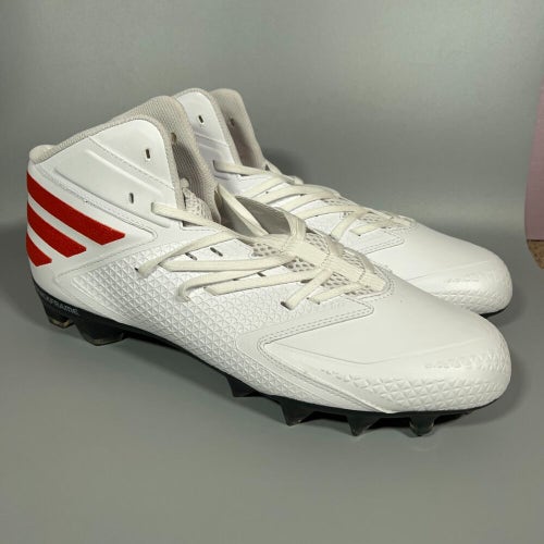 Adidas Football Cleats Sz 13.5 White Orange Clutchfit Shoe Mid Top Lacrosse I10