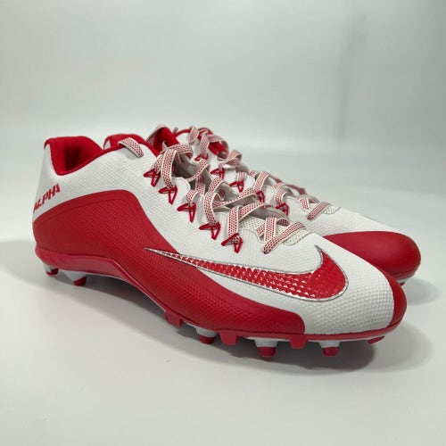 Nike Alpha Pro 2 TD Mens Football Cleats Size 16 White Red Lacrosse Shoe Low F22