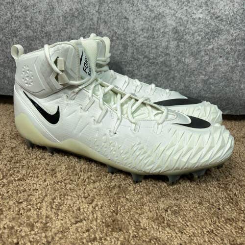 Nike Mens Football Cleat Size 17 White Black Lacrosse Shoe Force Savage Pro TD