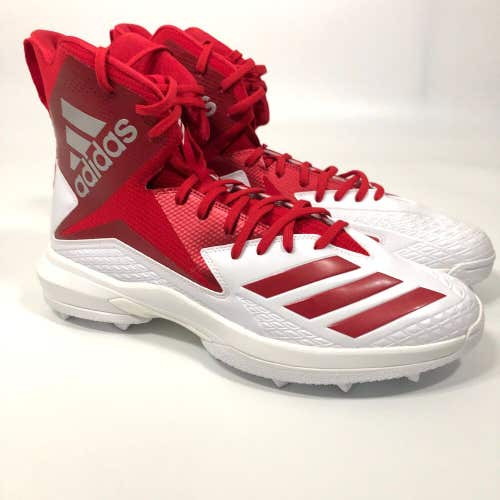 Adidas Freak High Mens Football Cleat Size 17 White Red Lacrosse Shoe Molded