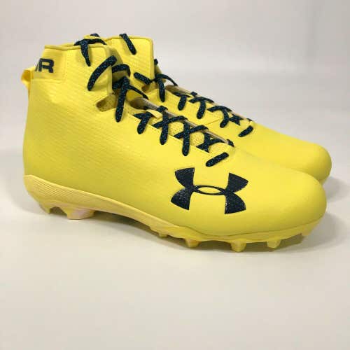 Under Armour Mens Football Cleat Size 15 Neon Yellow Lacrosse Shoe Lace Up Spine