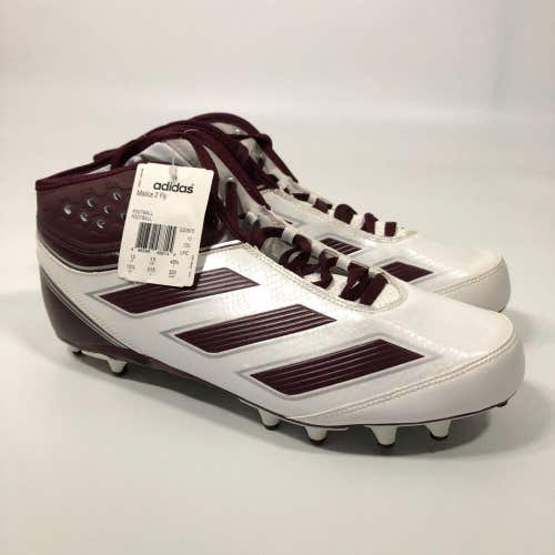 Adidas Malice 2 Fly Mens Football Cleat Size 13.5 White Maroon Shoe Lacrosse E31