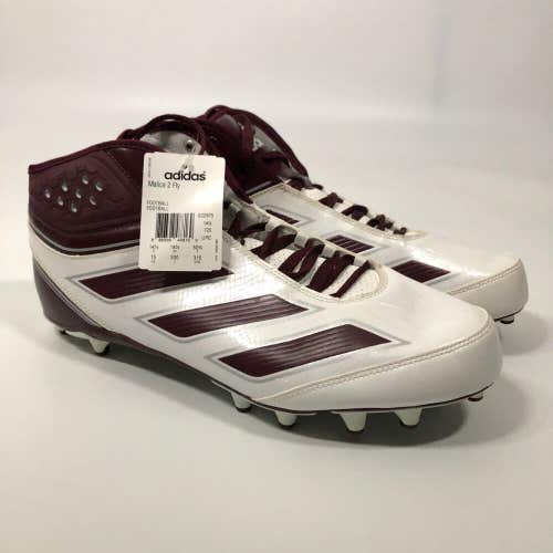 Adidas Malice 2 Fly Mens Football Cleat Size 15 White Maroon Shoe Lacrosse E31