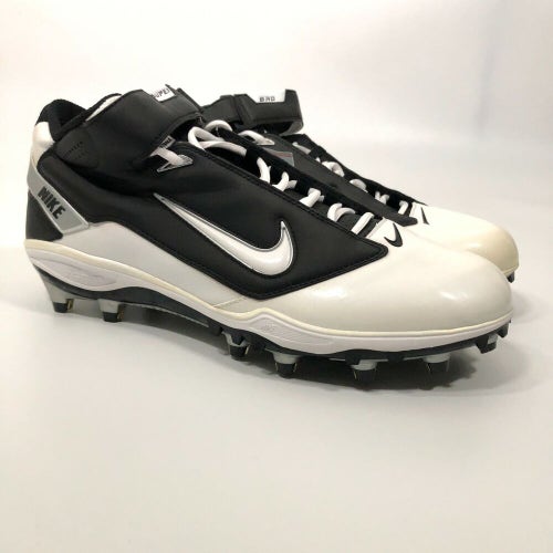 Nike Air LT Super Bad Mens Football Cleat Size 16 White Black Lacrosse Shoelace