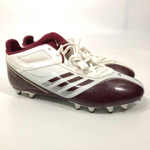 Adidas AS SMU Supercharge Mens Football Cleat Size 13.5 White Maroon Lacrosse ^