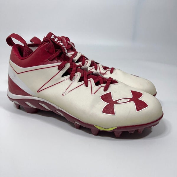 Under Armour Spine Nitro Mens Football Cleat Size 13 White Red Lacrosse Shoe G4