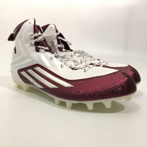 Adidas Crazyquick 2.0 High Mens Football Cleat Size 18 White Maroon Lacrosse