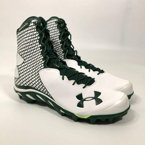 Under Armour Spine Brawler Mens Football Cleat Size 15 Green White Lacrosse Shoe