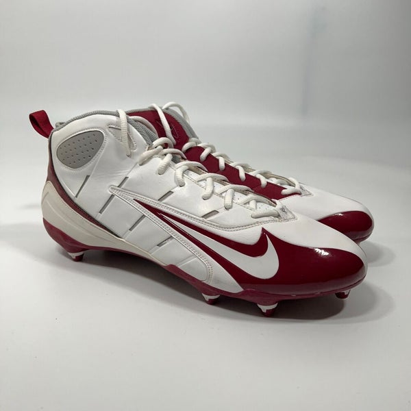 Nike Mens Football Cleats Sz 15 White Red Super Speed D 3/4 Lacrosse Shoe G14