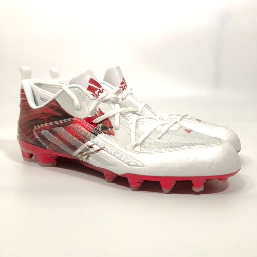 Adidas Techfit Low Mens Football Cleat Size 16 White Red Cardinal Logo Lacrosse