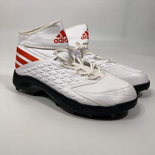 Adidas Mens Football Cleat Sz 17 White Orange Miami Hurricanes Lacrosse Shoe F15
