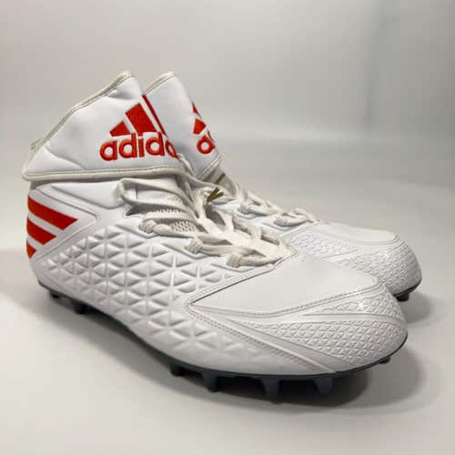 Adidas Mens Football Cleat Sz 15 White Orange Miami Hurricanes Lacrosse Shoe G14