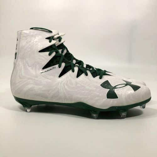 Under Armour Clutchfit Mens Football Cleat 16 White Green Lacrosse Shoe High