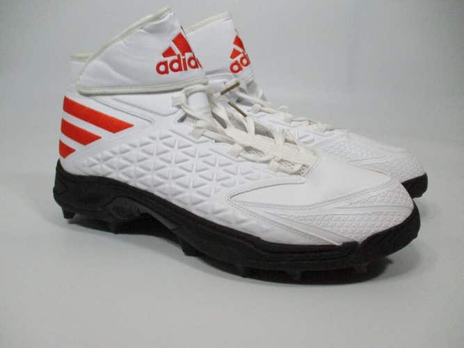 Adidas Mens Football Cleat Sz 15 White Orange Miami Hurricanes Lacrosse Shoe F16
