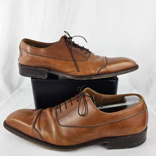 Magnanni 9662 Cognac Brown Cap Toe Oxford Shoes Mens Size 13 Made In Spain