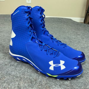 Under Armour Mens Football Cleat 16 Blue White Shoe Lacrosse Power Clamp High A5