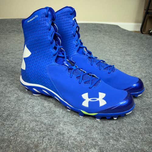 Under Armour Mens Football Cleat 16 Blue White Shoe Lacrosse Power Clamp High A4