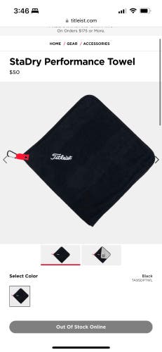 Black Titleist StaDry Golf Towel 9.5/10 Condition