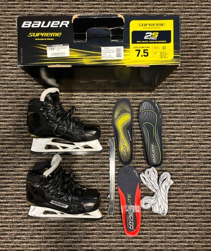 Bauer 2S Pro Goalie skates 7.5 w/extras