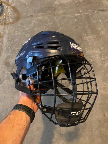 Navy Bauer Re-Akt Helmet Sz M With Black CCM Cage