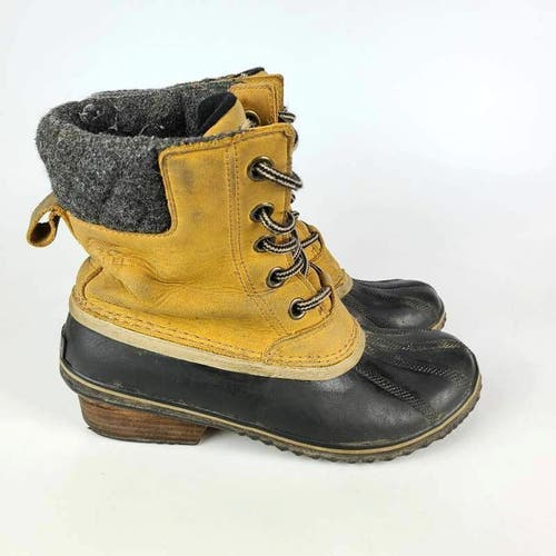 Sorel Slimpack II Women's Waterproof Duck Boots Brown Leather Mid Calf Size: 9