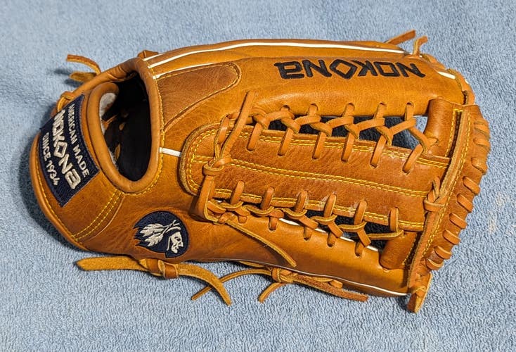 Used Nokona Custom Right Hand Throw Outfield Baseball Glove 12.5"