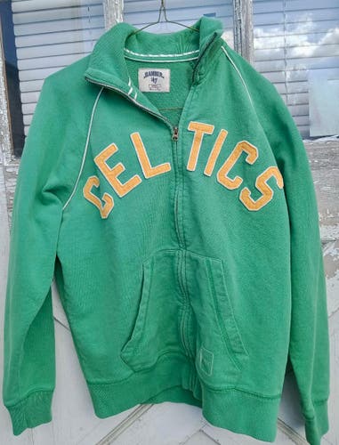 Banner '47 BOSTON CELTICS Sweatshirt Unisex Jacket Full Zip Small Cotton Green-Yellow