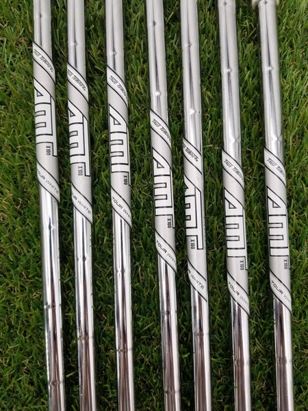 TRUE TEMPER AMT TOUR WHITE X100 IRON SHAFT SET 5-PW,GW XSTIFF .355 VERYGOOD