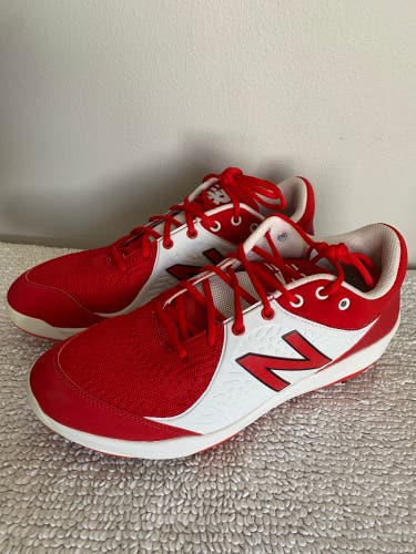 New Balance Baseball Metal Cleats Shoes Red White size 15