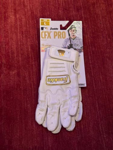 New Franklin CFX Pro Gold Youth Large White Batting Gloves