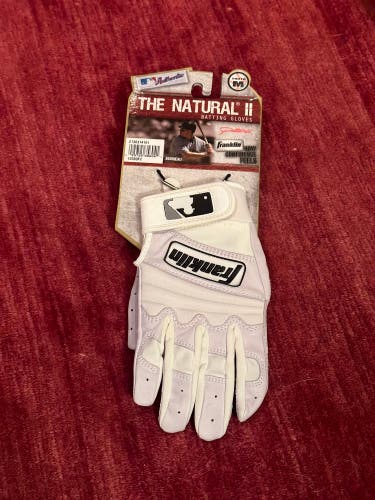 New Franklin The Natural II Youth Medium White Batting Gloves