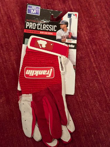 New Franklin Pro Classic Youth Medium USA Batting Gloves Red