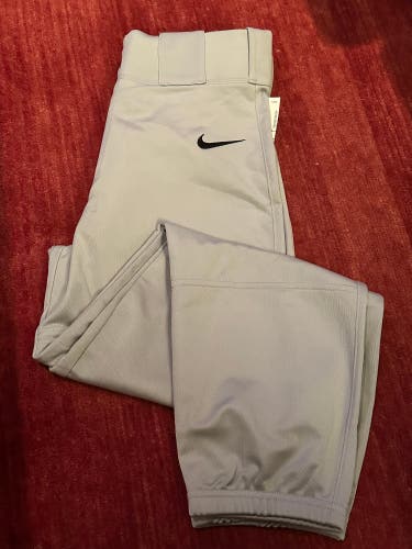 Youth New Nike Vapor Pro Slim Fit Baseball Game Pants Gray Large L