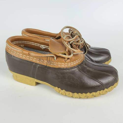 Vintage L.L. Bean Womens Rain Duck Boots Brown Lace Up Low Top Moc Size: 6 W